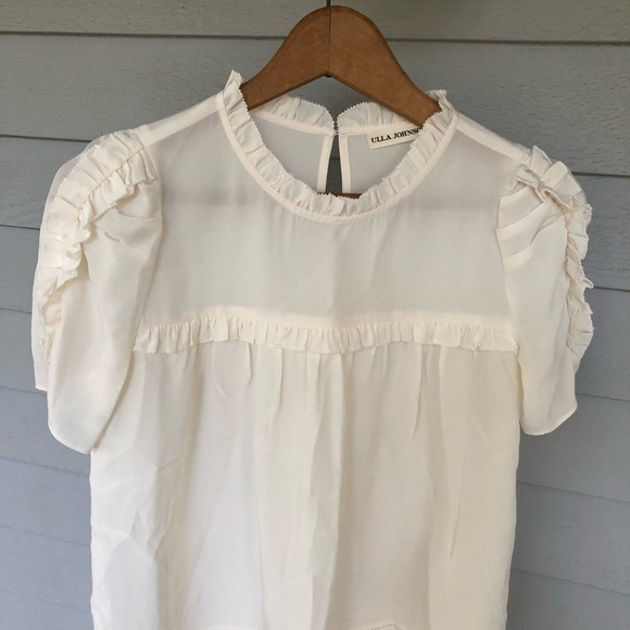Ulla Johnson Blouse Silk Ivory Ruffles Sleeves Babydoll Isle US 0 - Picture 5 of 14